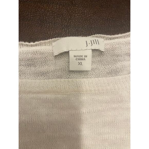 J. Jill Women’s XL Linen Cotton Lightweight Sweater Tropical Beach Scene Coastal - Picture 4 of 9